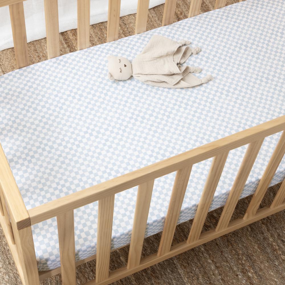 Cotton Cot Fitted Sheet - Wavy Check