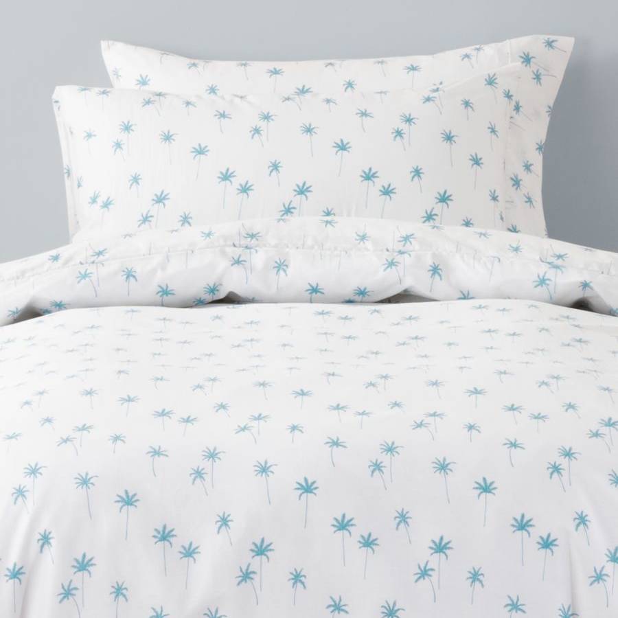 Cotton Duvet Cover Set - Palms Teal