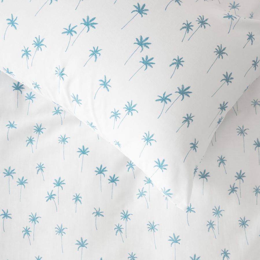 Cotton Duvet Cover Set - Palms Teal