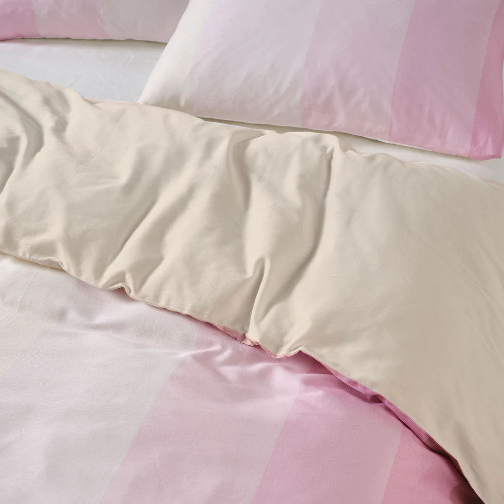 Cotton Duvet Cover Set - Sunrise Stripe Bubblegum