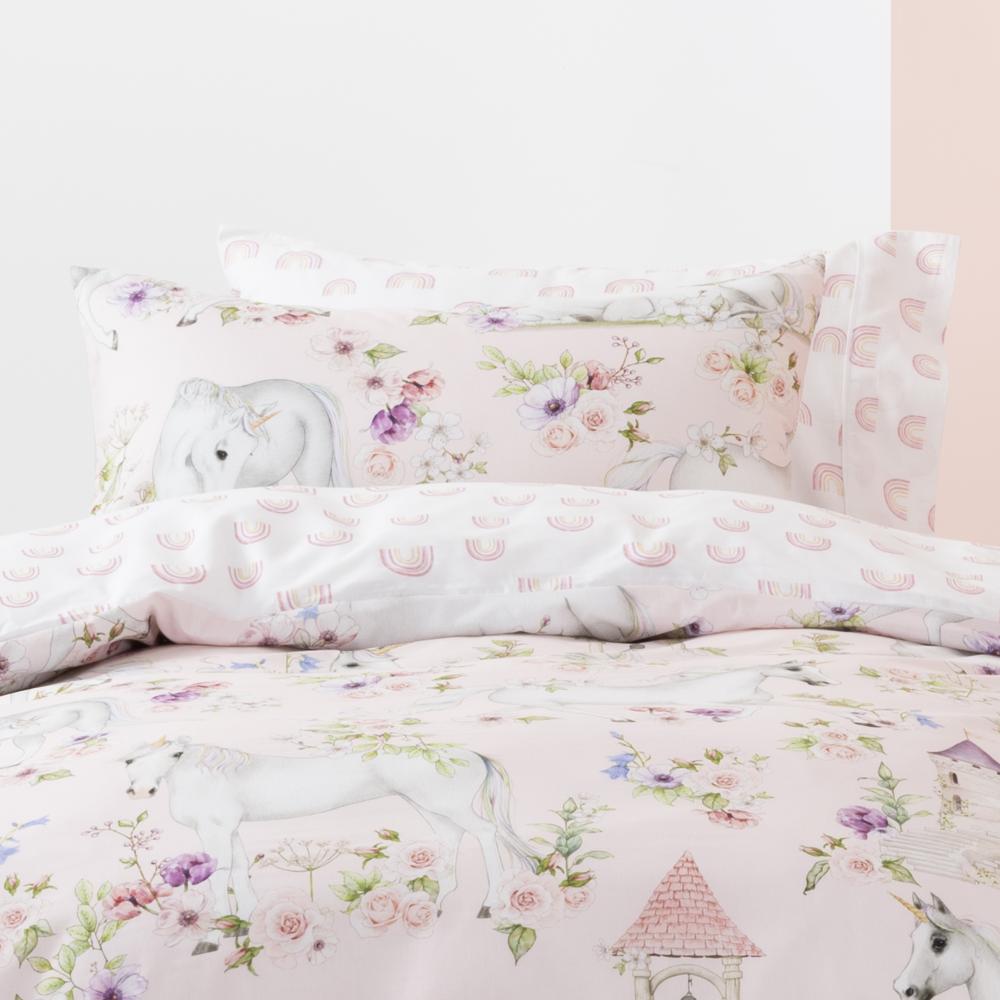 Cotton Duvet Cover Set - Unicorn Blossom