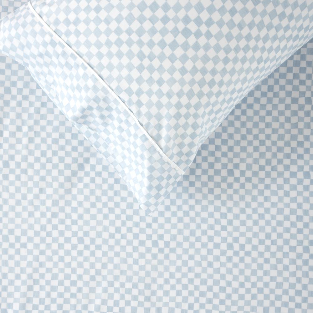 Cotton Fitted Sheet + Pillowcase Set - Wavy Check