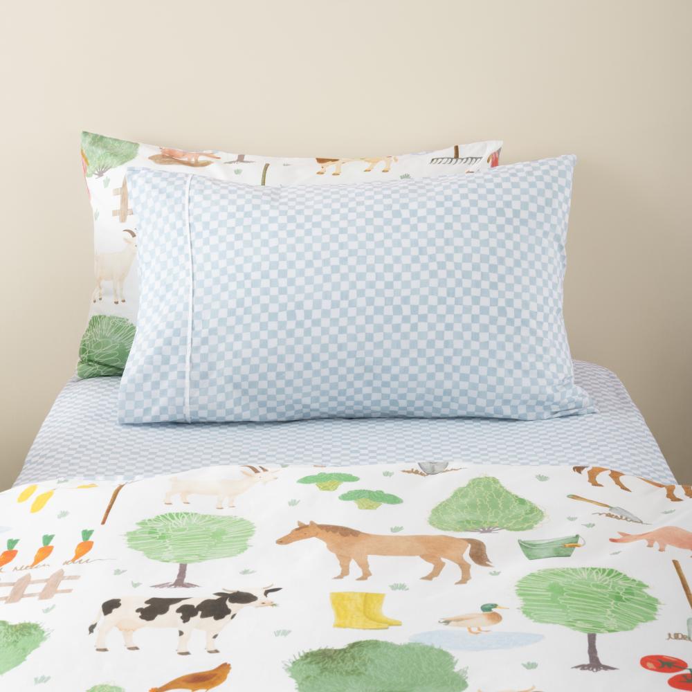 Cotton Fitted Sheet + Pillowcase Set - Wavy Check