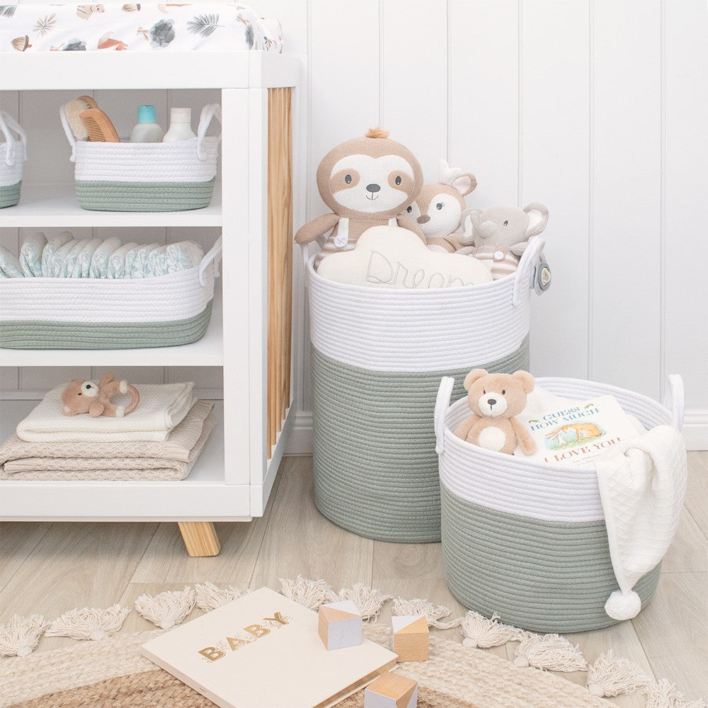 Cotton Rope 3pc Storage - Sage/White