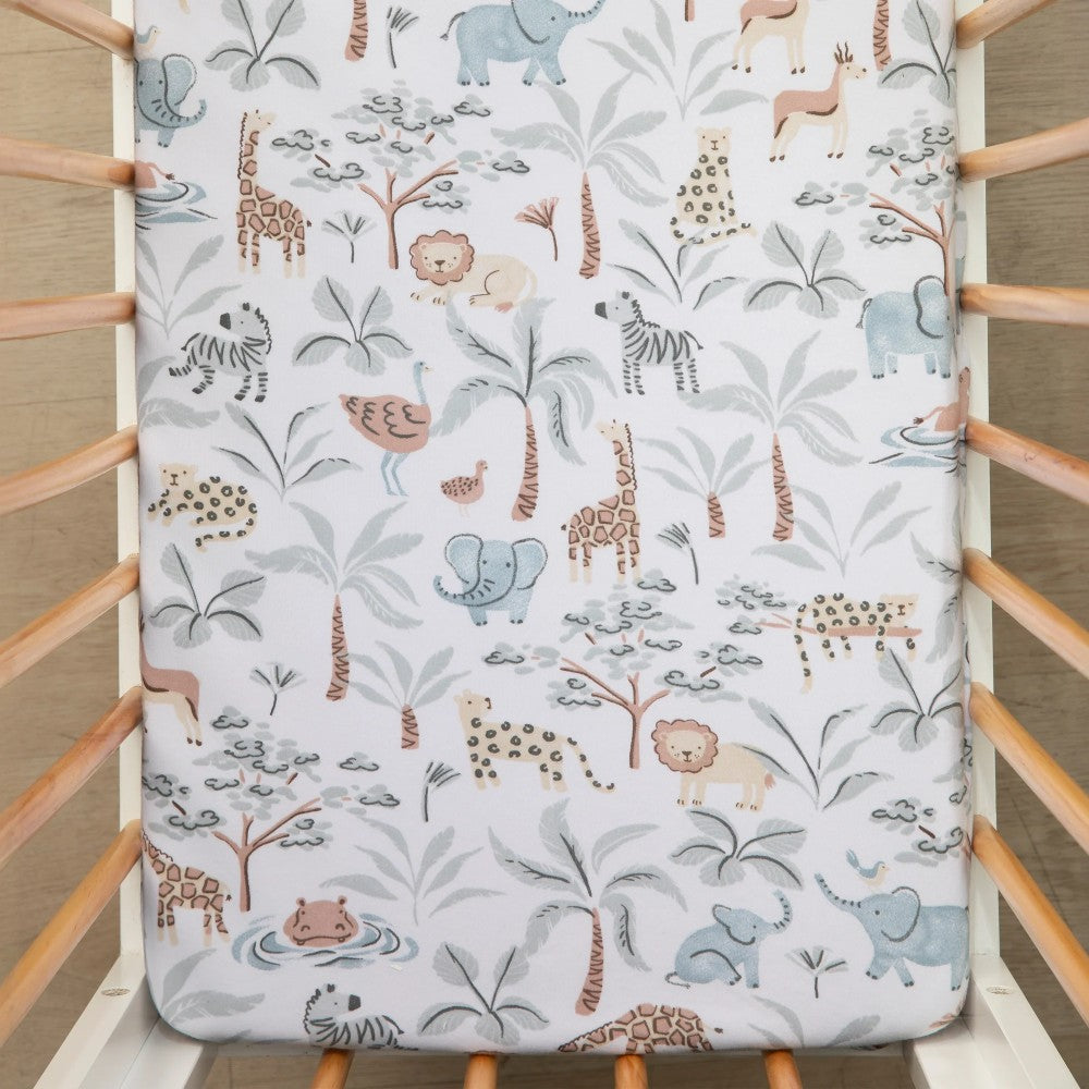 Organic Jersey Fitted Sheet - Wild Safari