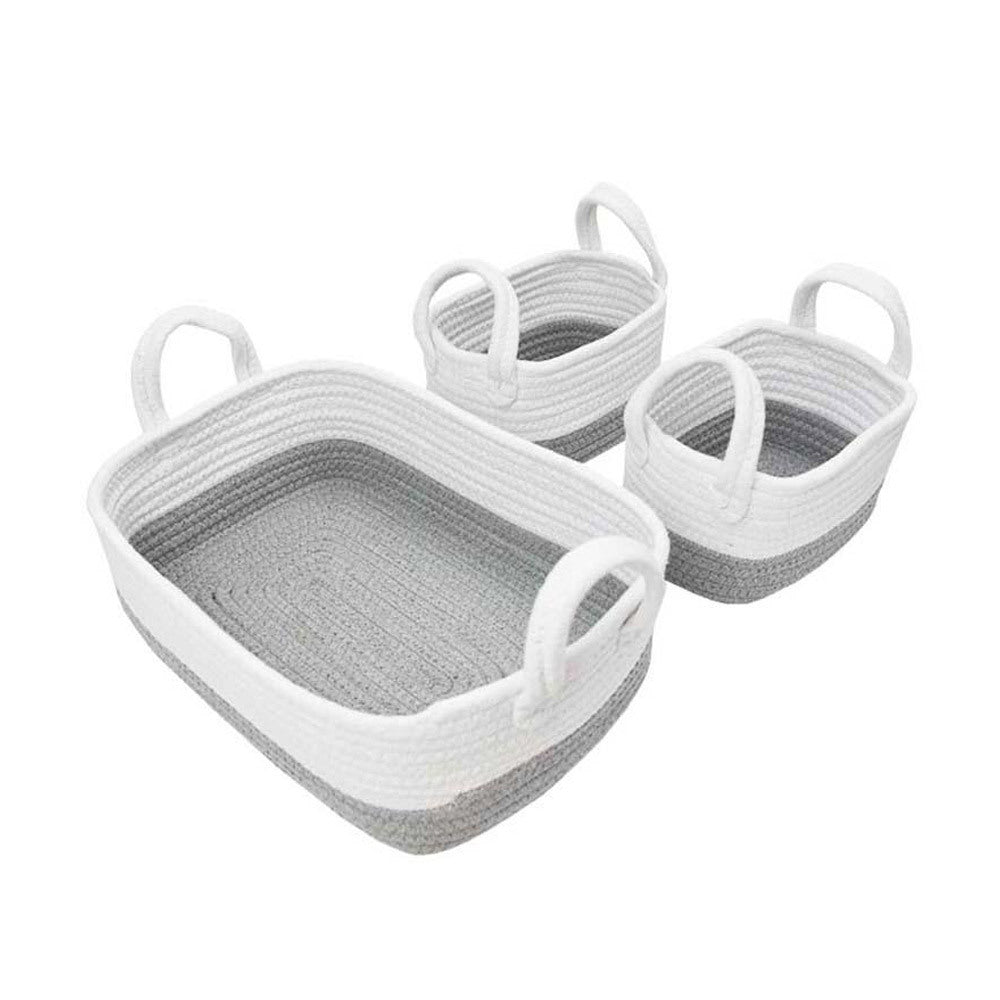 Cotton Rope 3pc Storage - White/Grey