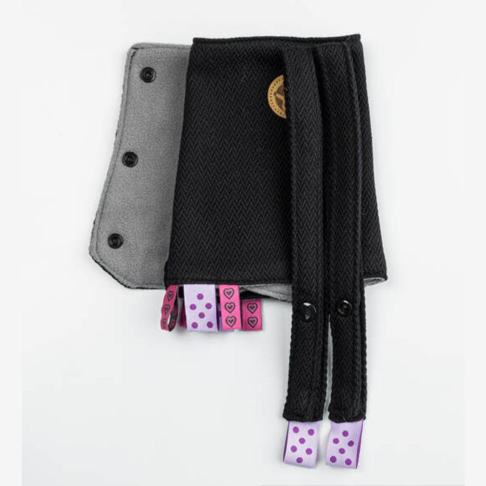 Baby Carrier Teething / Suck Pad Set - Little Herringbone Black Ebony