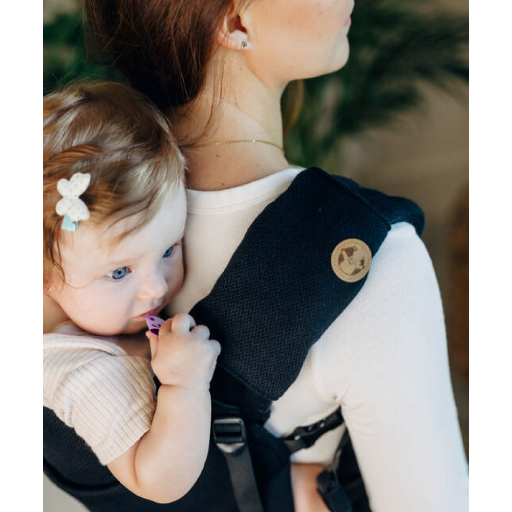 Baby Carrier Teething / Suck Pad Set - Little Herringbone Black Ebony