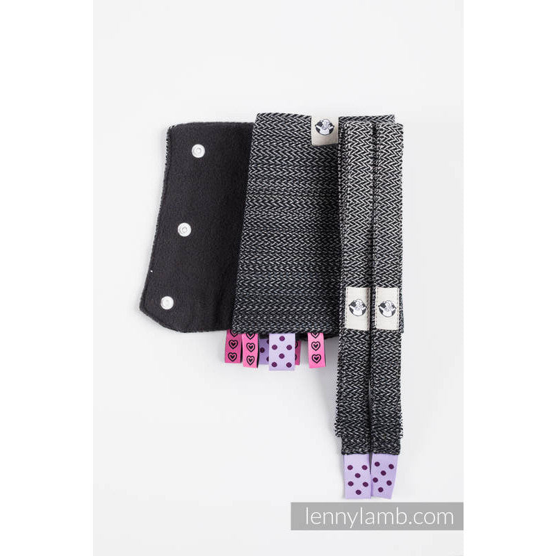 Baby Carrier Teething / Suck Pad Set - Little Herringbone Ombre Grey
