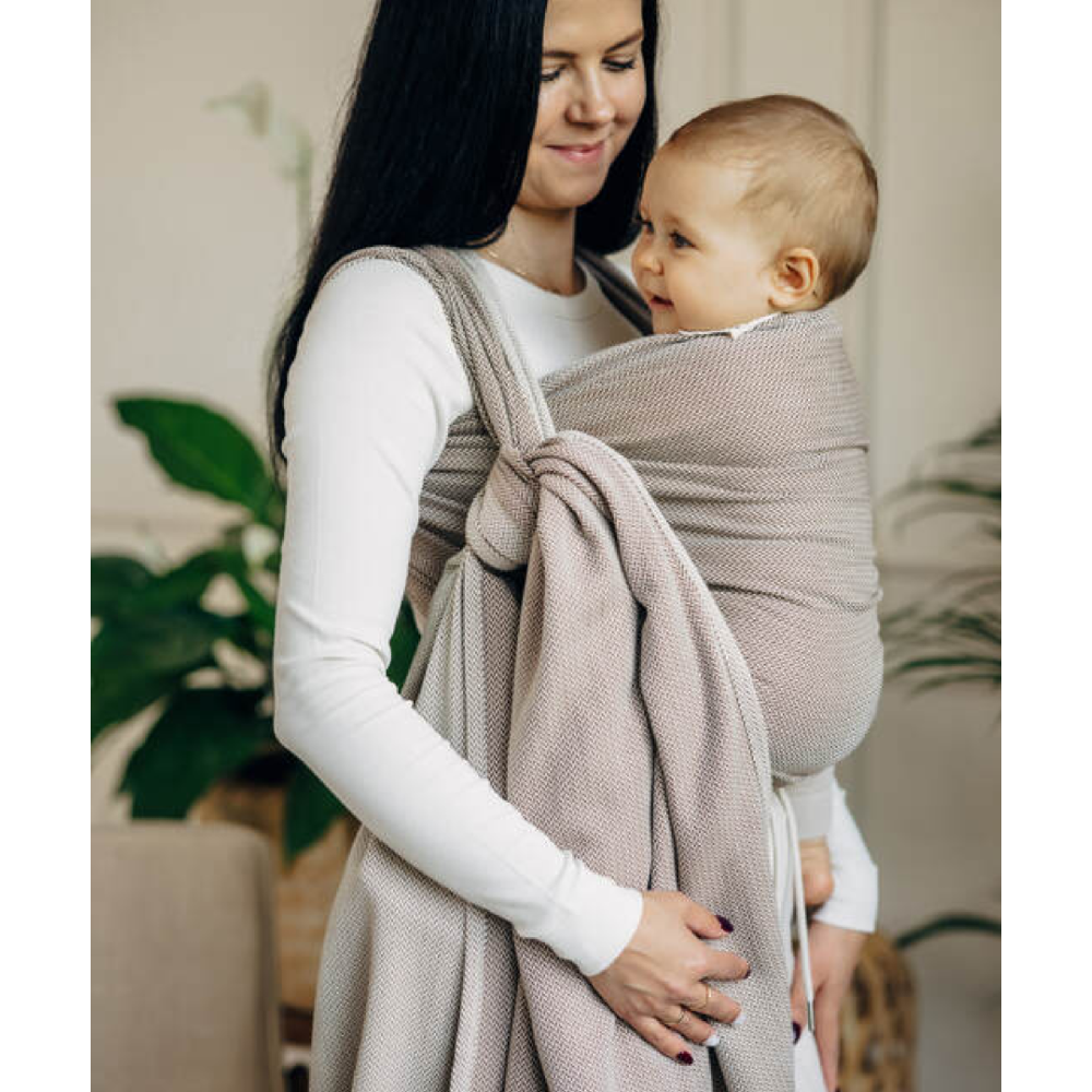Herringbone Woven Wrap - Little Herringbone Almond