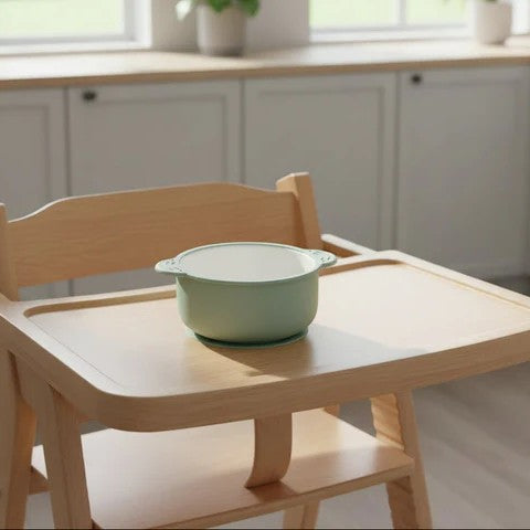Ceramic Bowl with Suction Base - Aqua Blue