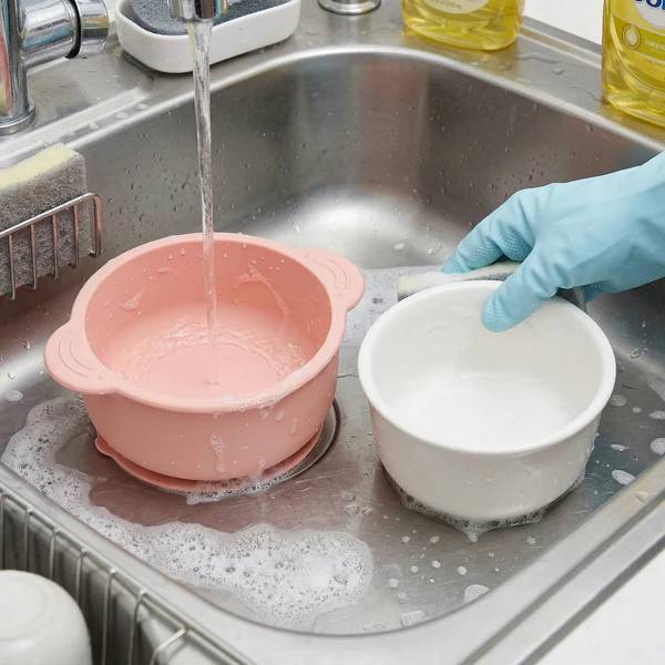 Ceramic Bowl with Suction Base - Aqua Blue