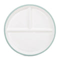 Blue Litill Lapsi divided plate against white background.