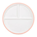 Pink Litill Lapsi divided plate against white background.