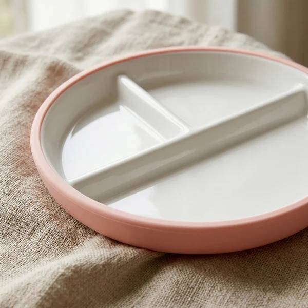 Ceramic Divided Plate with Suction Base - Aqua Blue