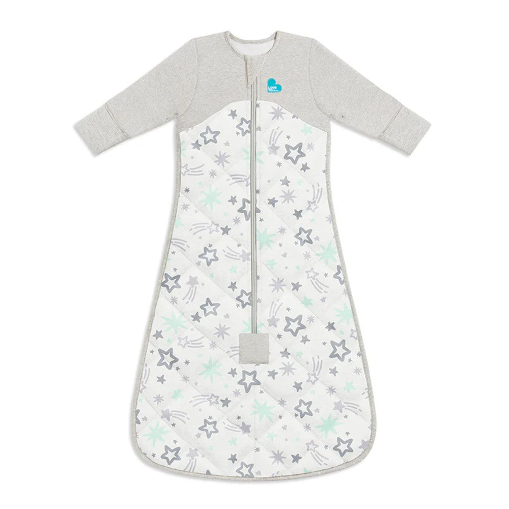 3.5 tog Sleeping Bag with Sleeves Extra Warm - Stars Mint on a white background