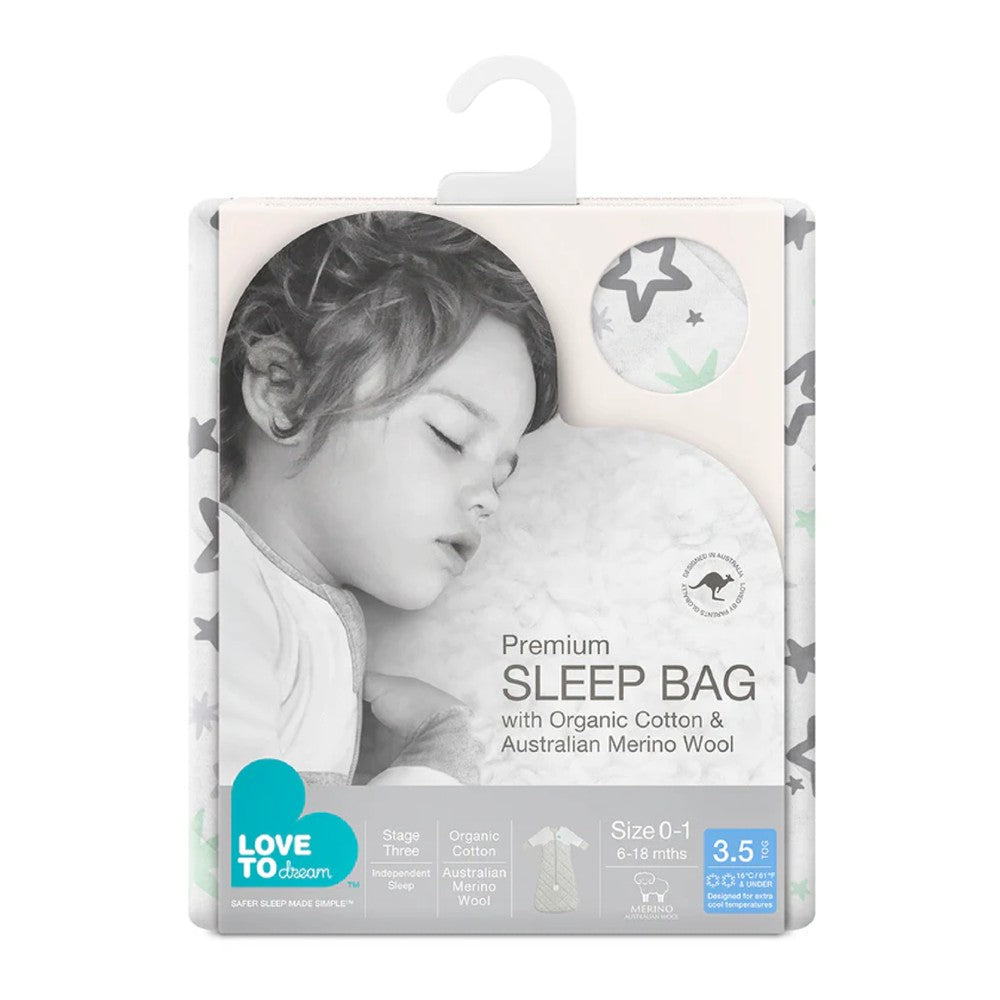 3.5 tog Sleeping Bag with Sleeves Extra Warm - Stars Mint