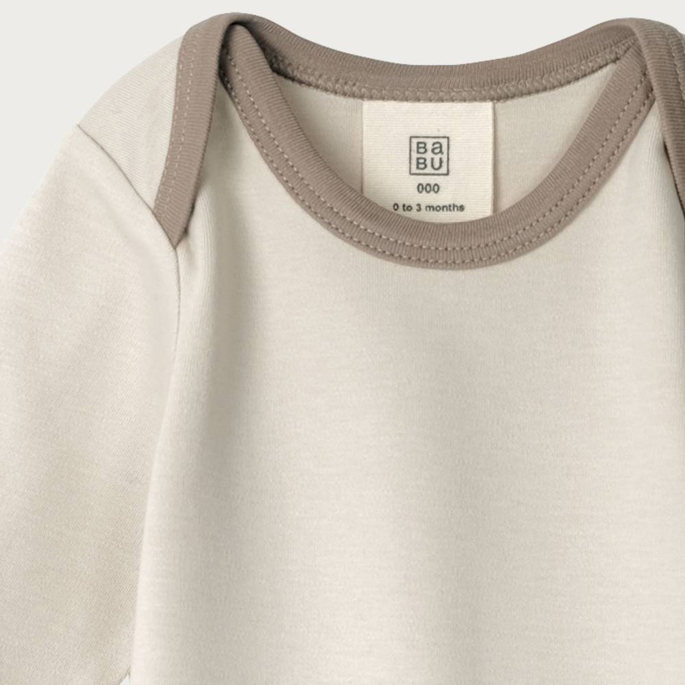 Cotton Long Sleeve Bodysuit - Oat Contrast