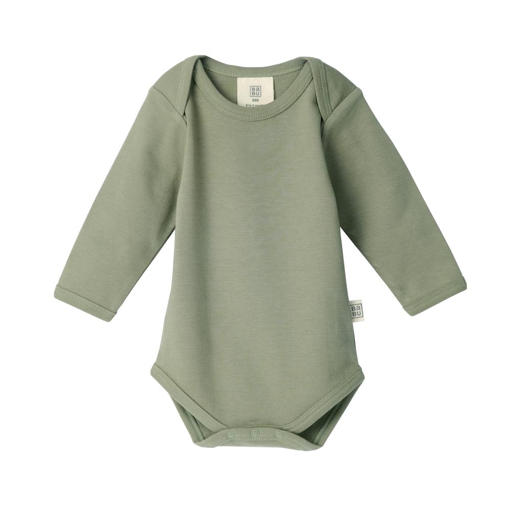 Cotton Long Sleeve Bodysuit - Sage
