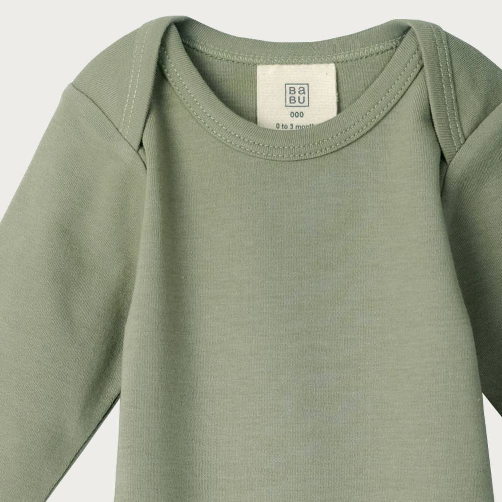 Cotton Long Sleeve Bodysuit - Sage