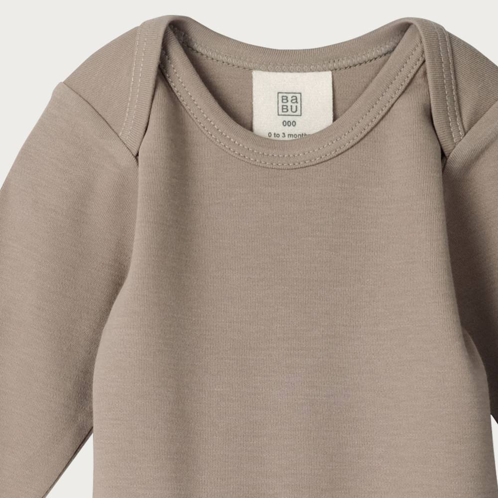 Cotton Long Sleeve Bodysuit - Walnut