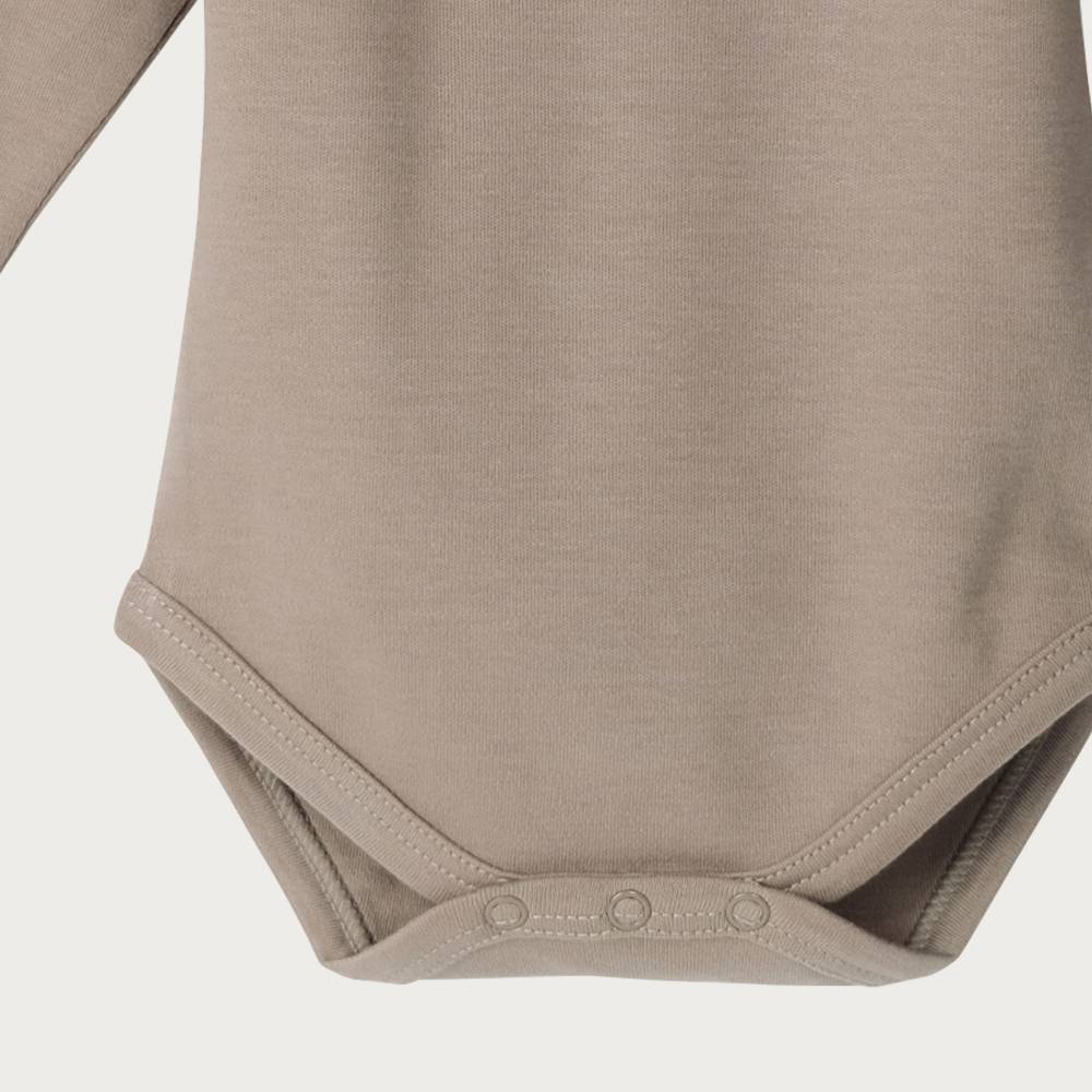 Cotton Long Sleeve Bodysuit - Walnut