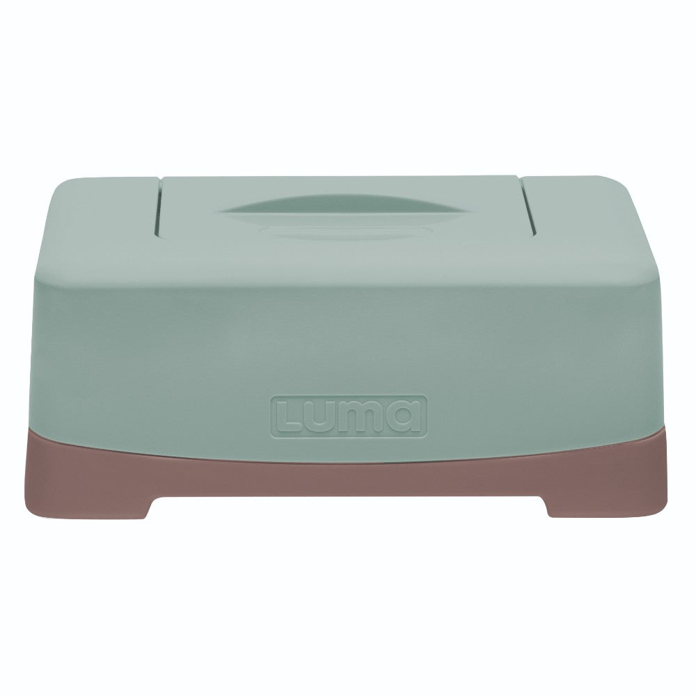 Ice Blue LUMA Wipes Box on a white background. One-hand opening, keeping baby wipes clean and moist.