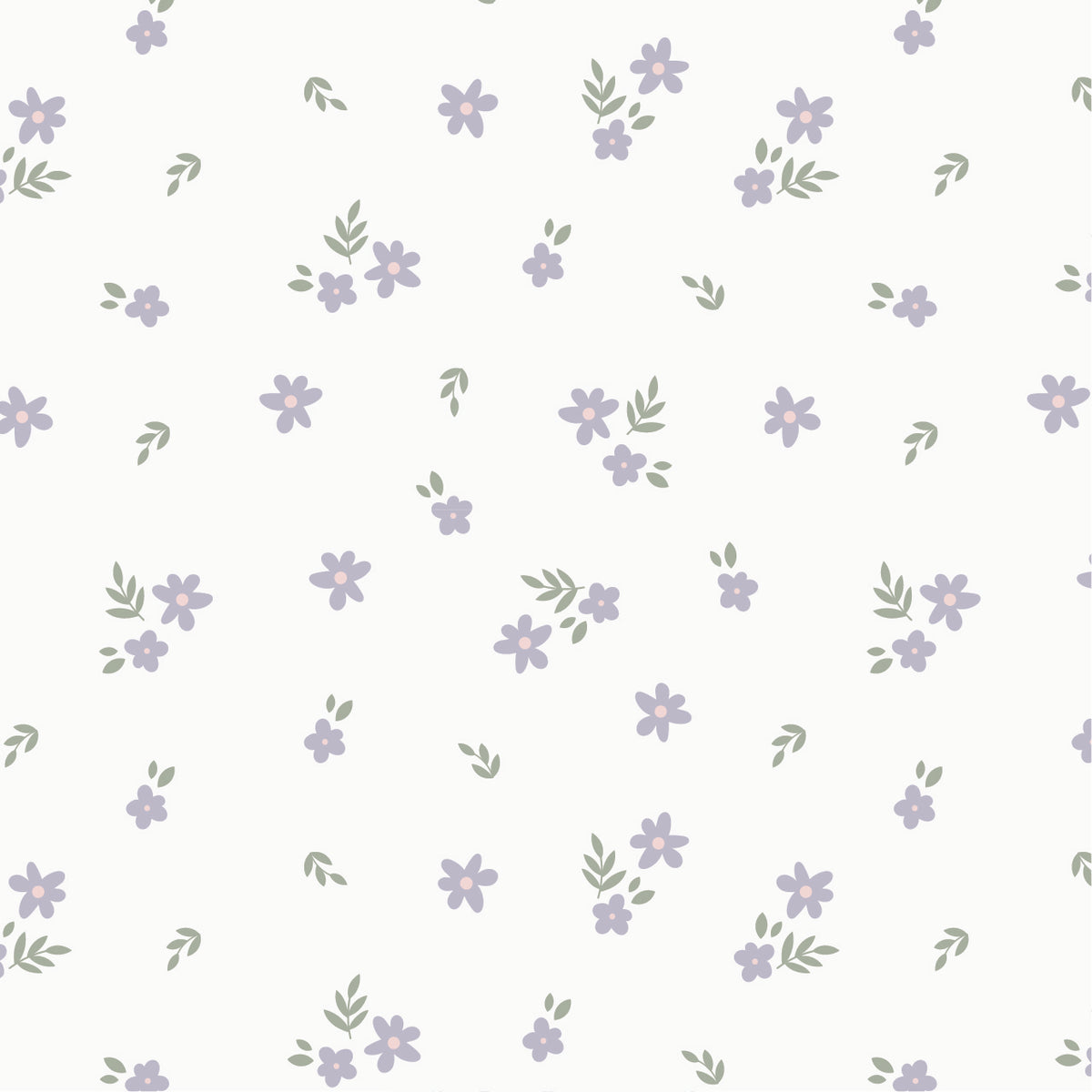 Lilac Daisy fitted sheet on white background