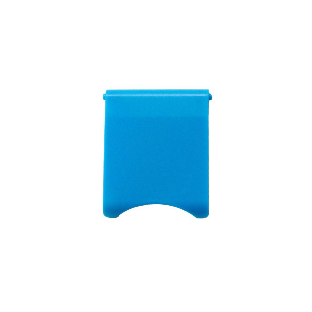 Blue plastic clip on a white background