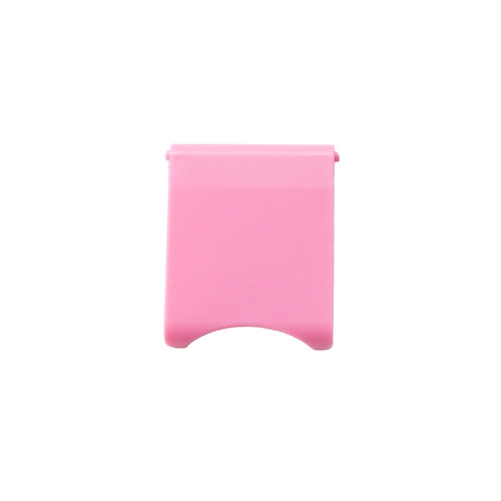 Pink plastic lunchbox clip on a white background