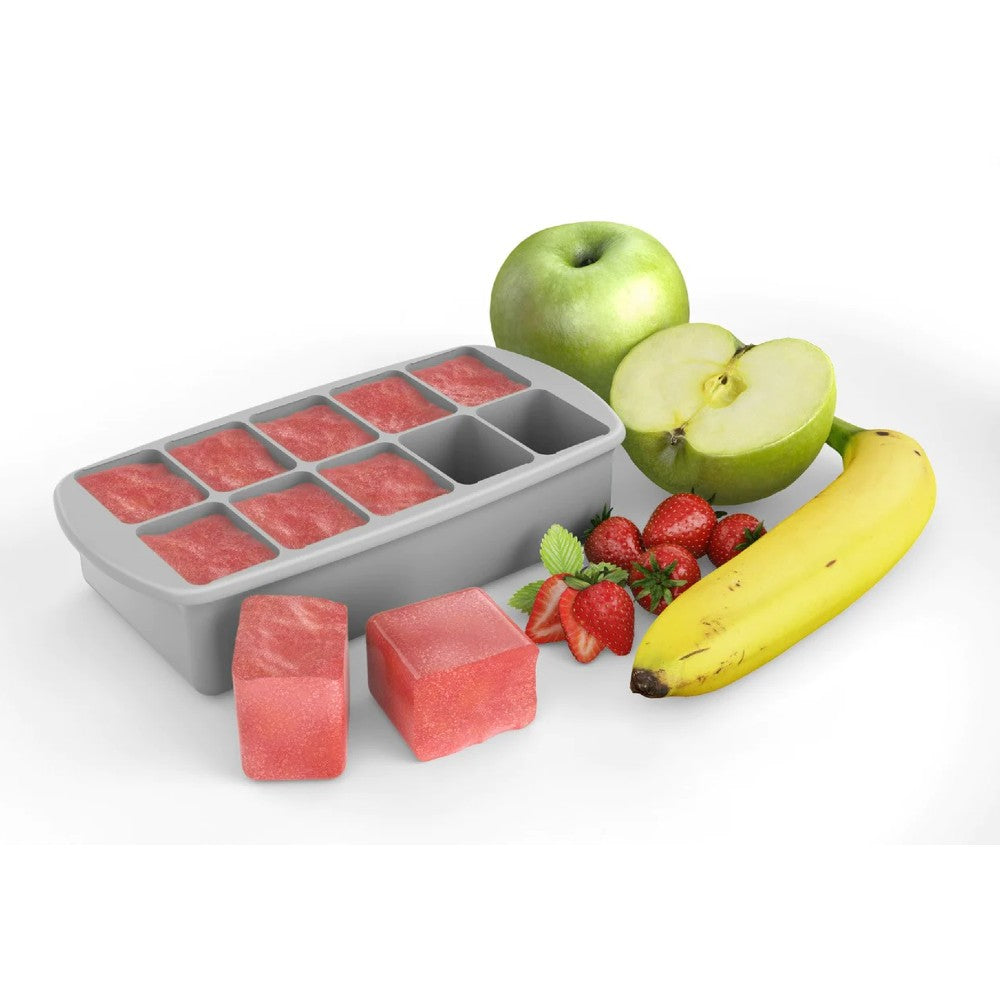Silicone Baby Food Freezer Tray with Lid - Grey