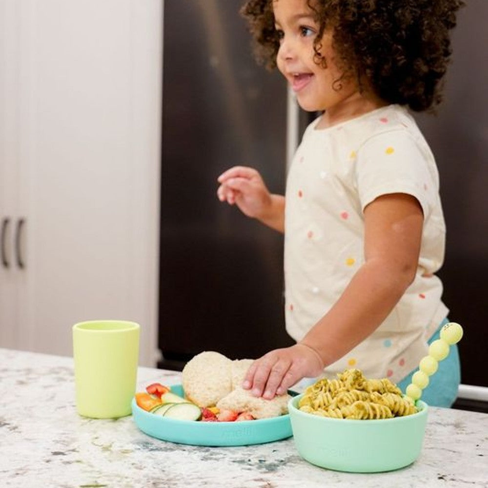 3 Piece Silicone Feeding Set - Mint/Blue/Lime