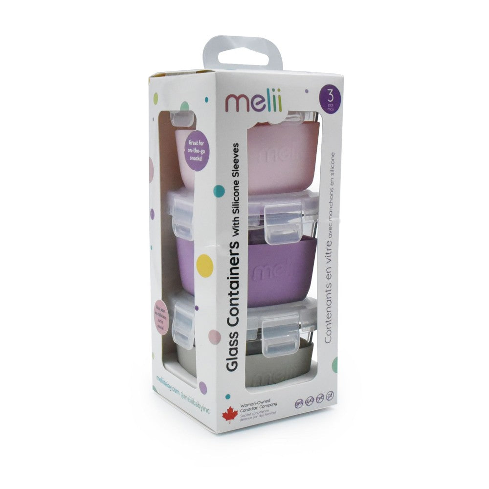 Melii Glass Containers, Stacked Shot in packaging