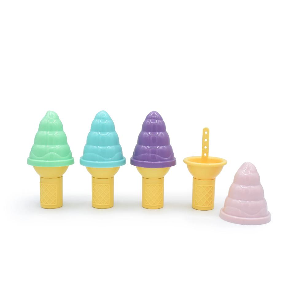 Set of colorful ice cream cone and popsicle molds on a white background