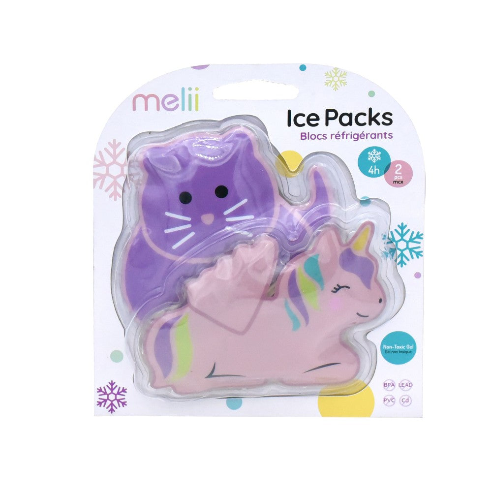 melii gel ice pack 2-pack unicorn and cat design