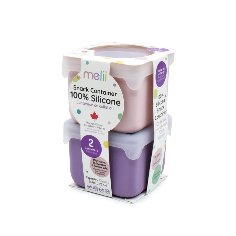 Meli snack containers in packaging on a white background