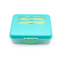 Melii 2-layer blue and green Bento Box with cutlery on the top lid