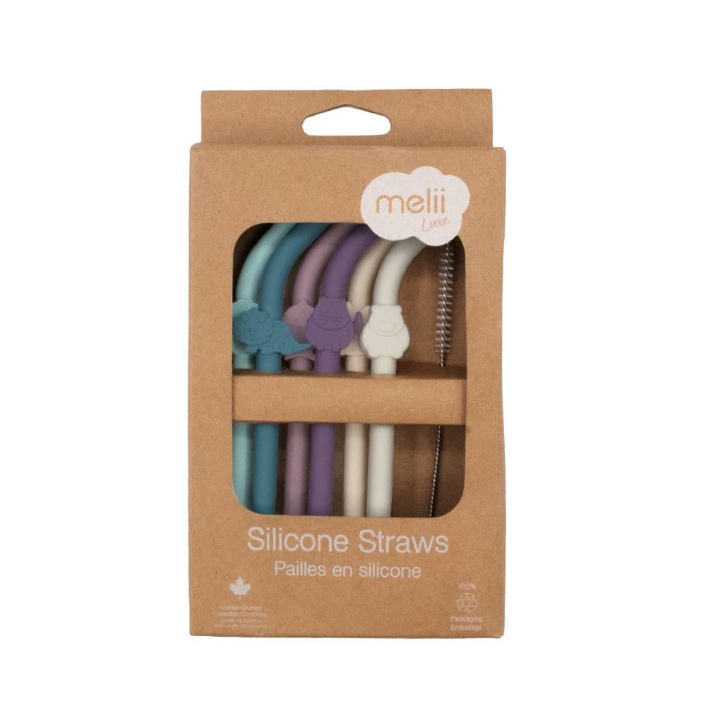 Silicone Luxe Animal Straws with Cleaning Brush