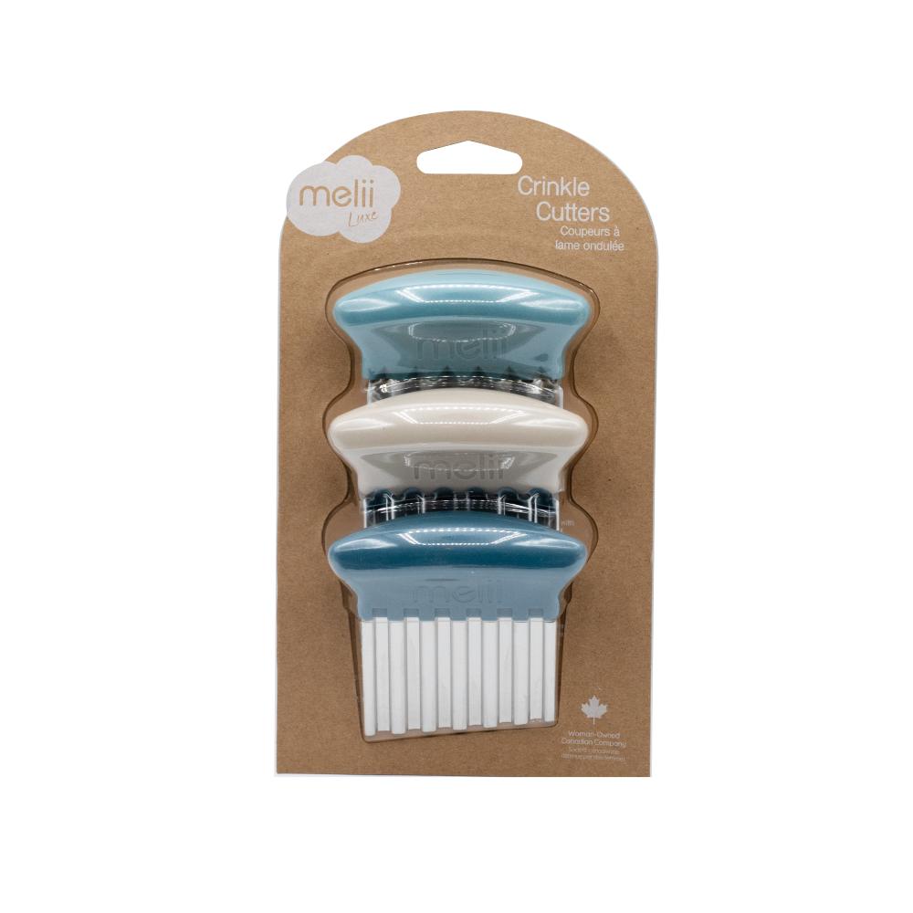 Cinkle Cutters packaging with blue and white design on a brown background