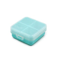 Turquoise snack box with 'meli' branding on a white background