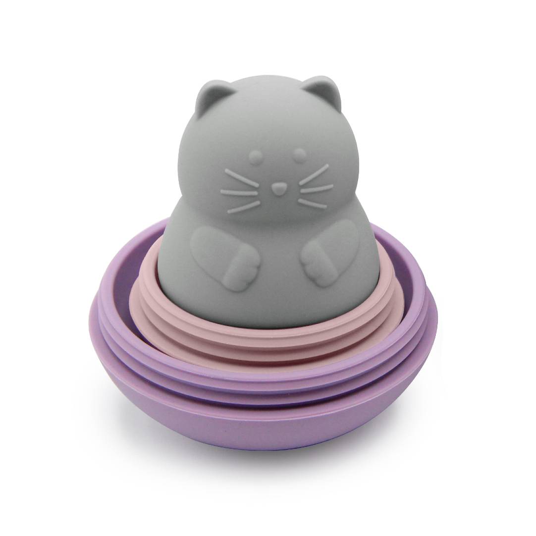 Silicone Nesting Bath Toy 3pc - Cat
