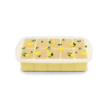 Silicone Baby Food Freezer Tray with Lid - Yellow + Lemons,  on a white background. 