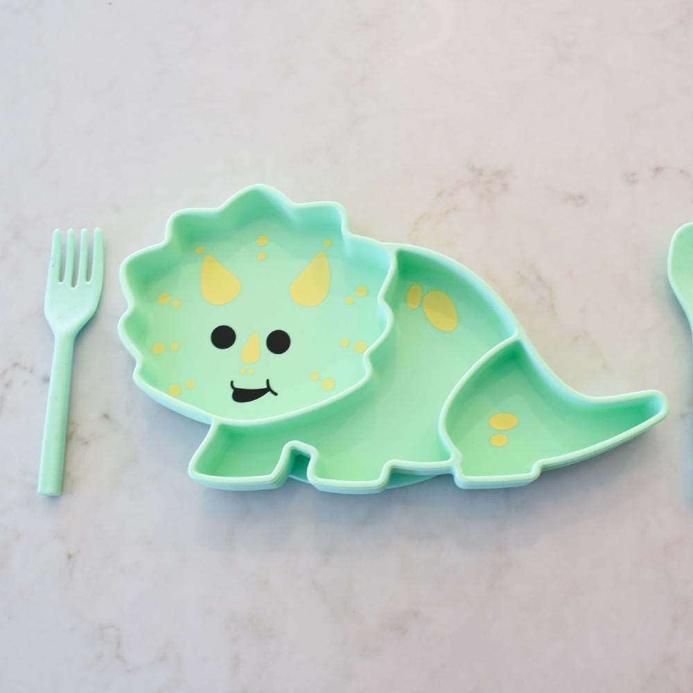 Silicone Divided Suction Plate - Dinosaur