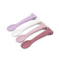 4 silicone spoons with bows theme handles, on a white background. 