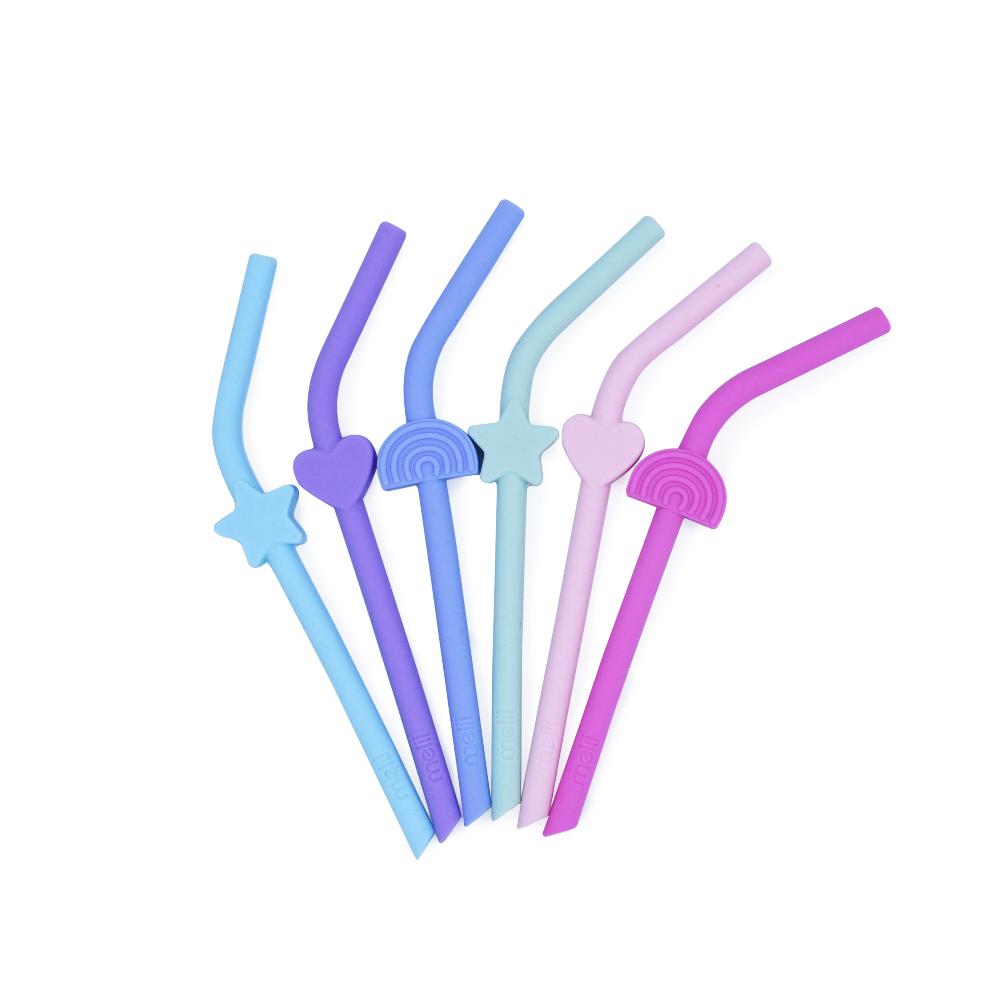 Silicone Straws 6pk - Rainbow/Heart/Stars