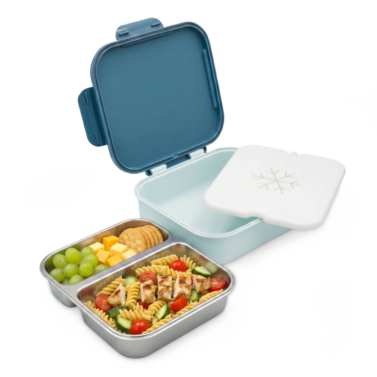 Stainless Steel Bento Box with Ice Pack - Slate/Seafoam