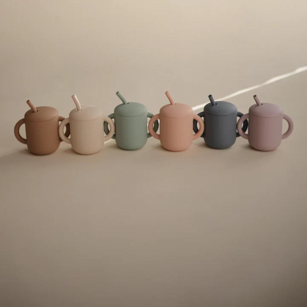 Silicone Training Cup & Straw - Soft Lilac