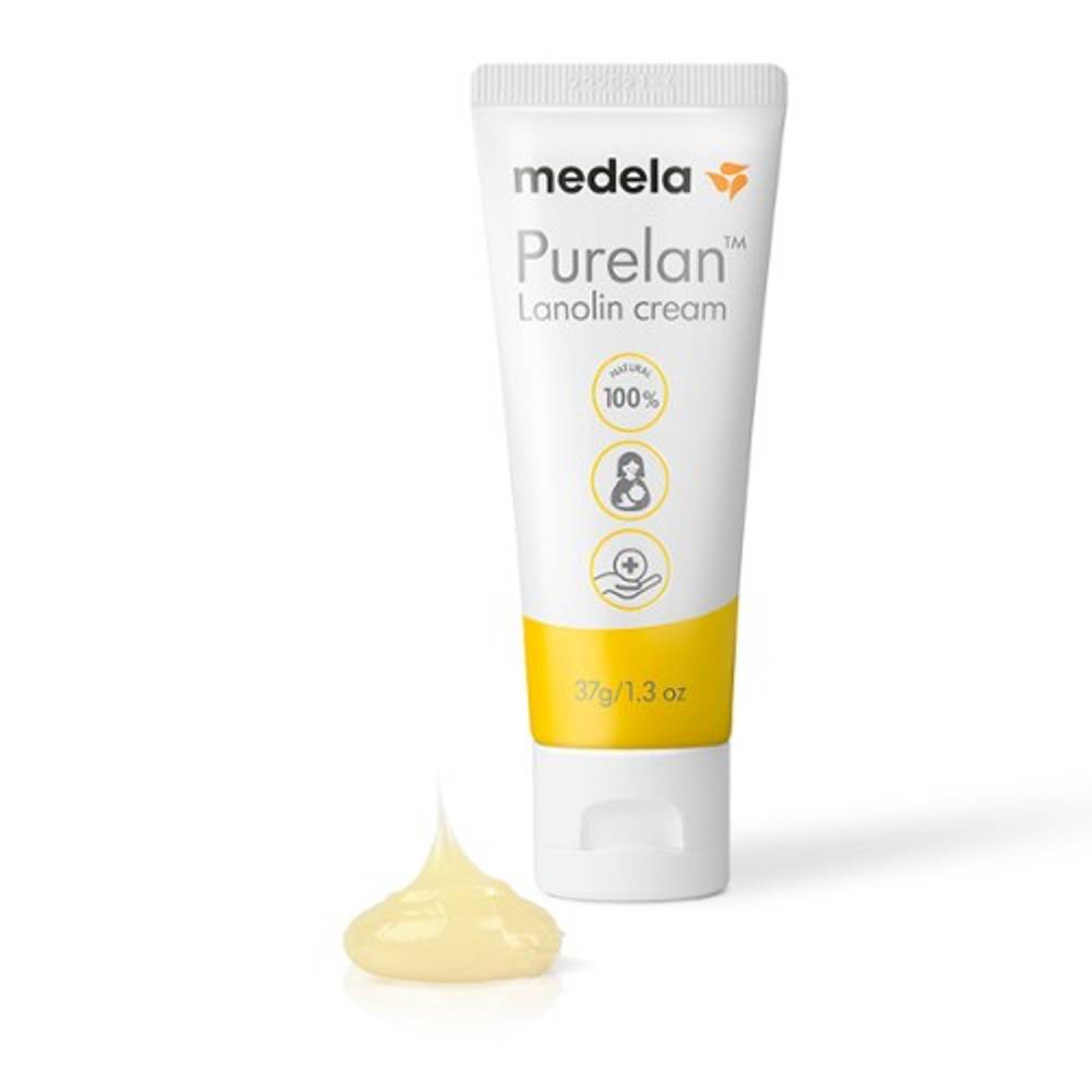 Medela Purelan Lanolin cream tube on a white background