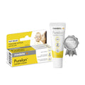 Medela Purelan lanolin cream shown with its retail box and a single white tube, alongside a gray 2022 bounty badge, on a plain white background.