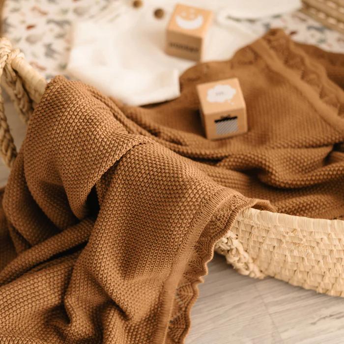 Scalloped Edge Heirloom Blanket - Cinnamon